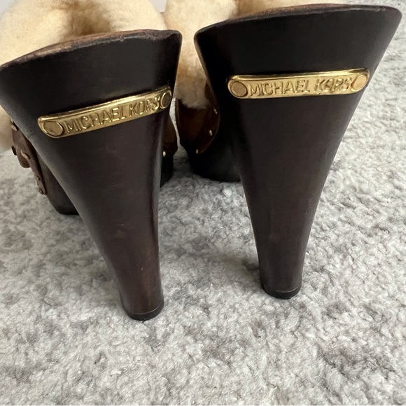 Michael Kors Brown Suede Platform Clog Heels Shearling Lined Y2K 90s Women’s 7.5 - Picture 3 of 12